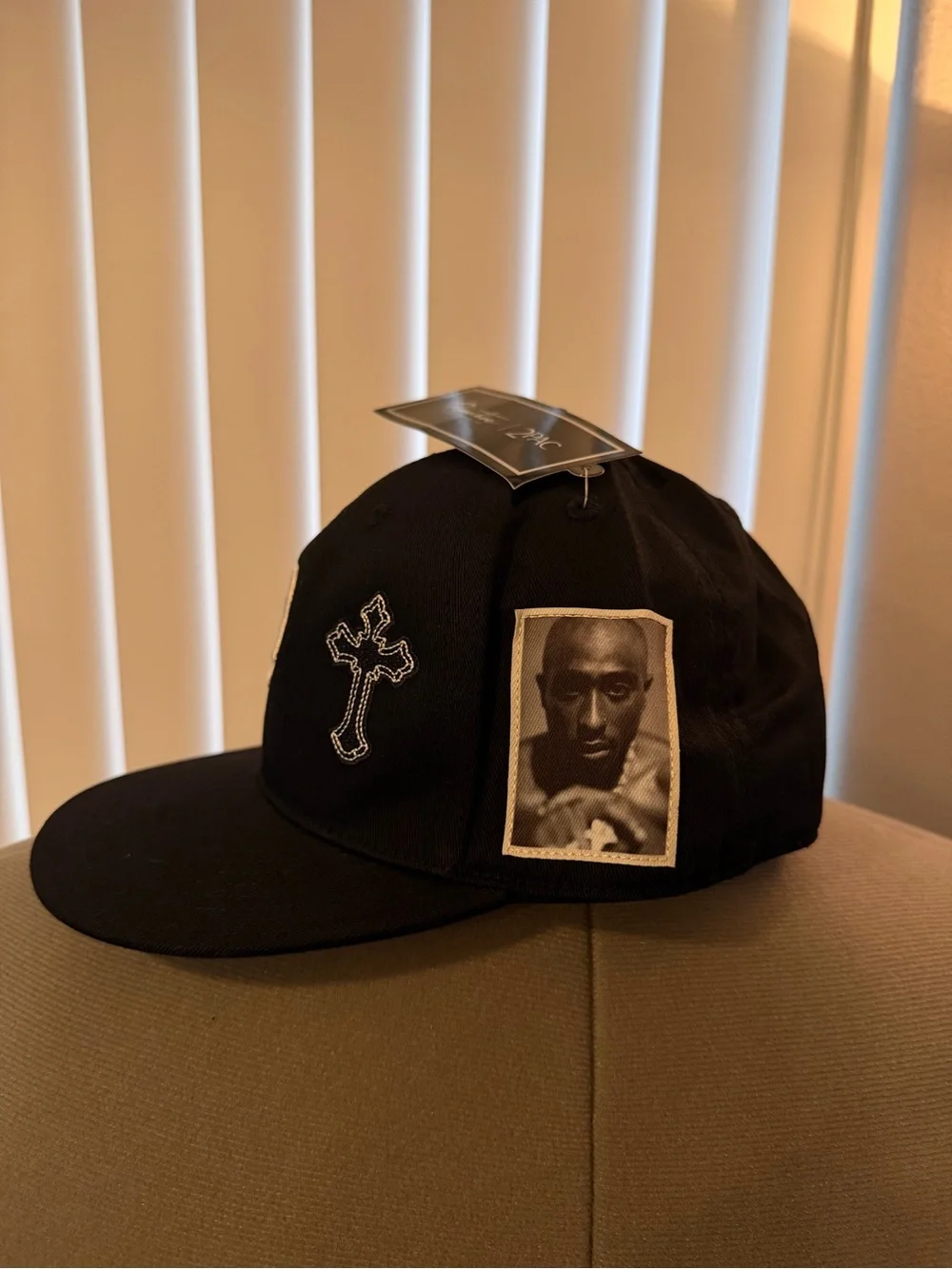 Primitive Black Snapback Hat with White 'P' & Embroidered Motifs